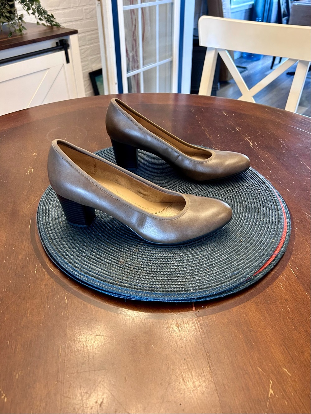 Naturalizer Metallic Taupe Mid-Heel Pumps